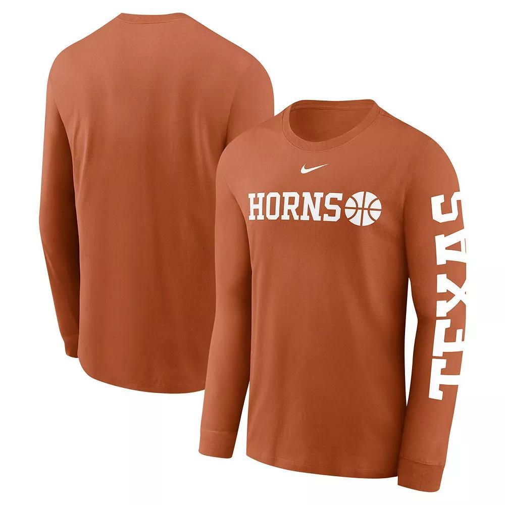 Men's Nike  Texas Orange Texas Longhorns Basketball Icon Two-Hit Long Sleeve T-Shirt, Size: 2XL, Team Product Image