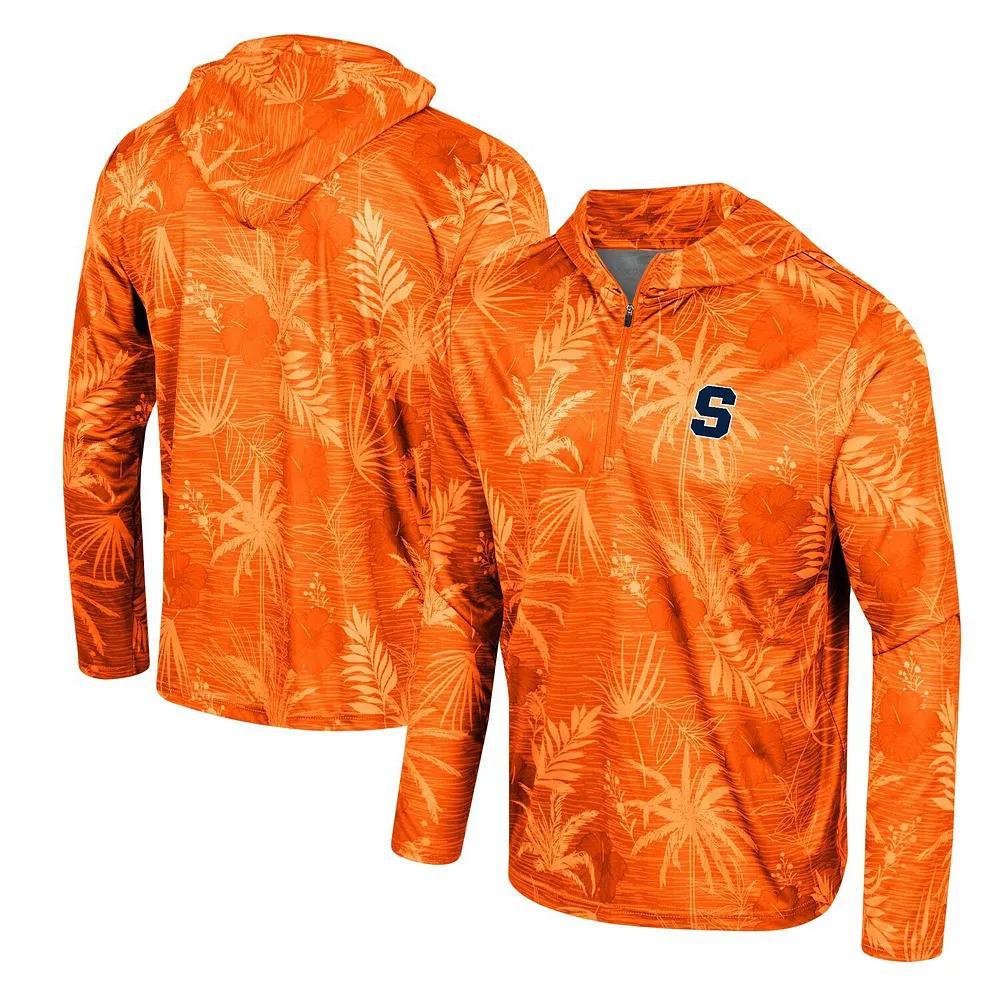 Men's Colosseum Orange Syracuse Orange Palms Printed Lightweight Quarter-Zip Hooded Top, Size: Large Product Image