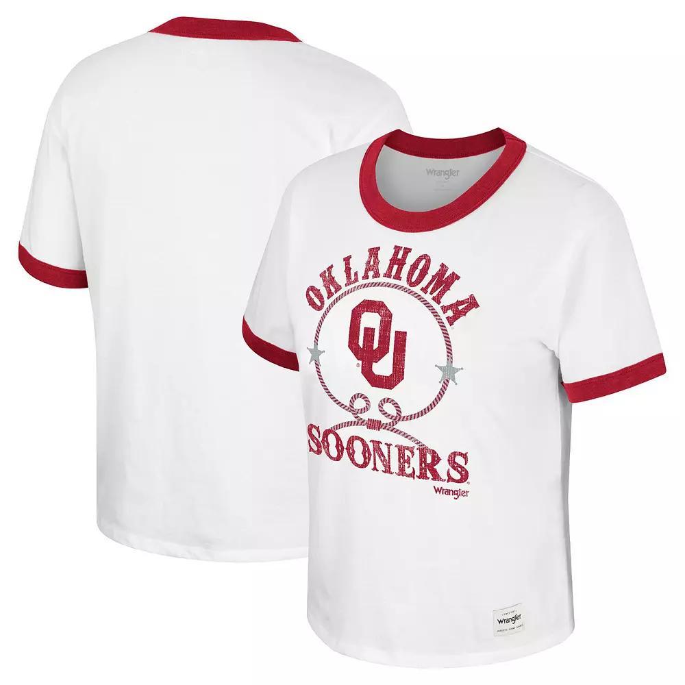 Women's Colosseum x Wrangler White Oklahoma Sooners Freehand Ringer T-Shirt, Size: Small Product Image