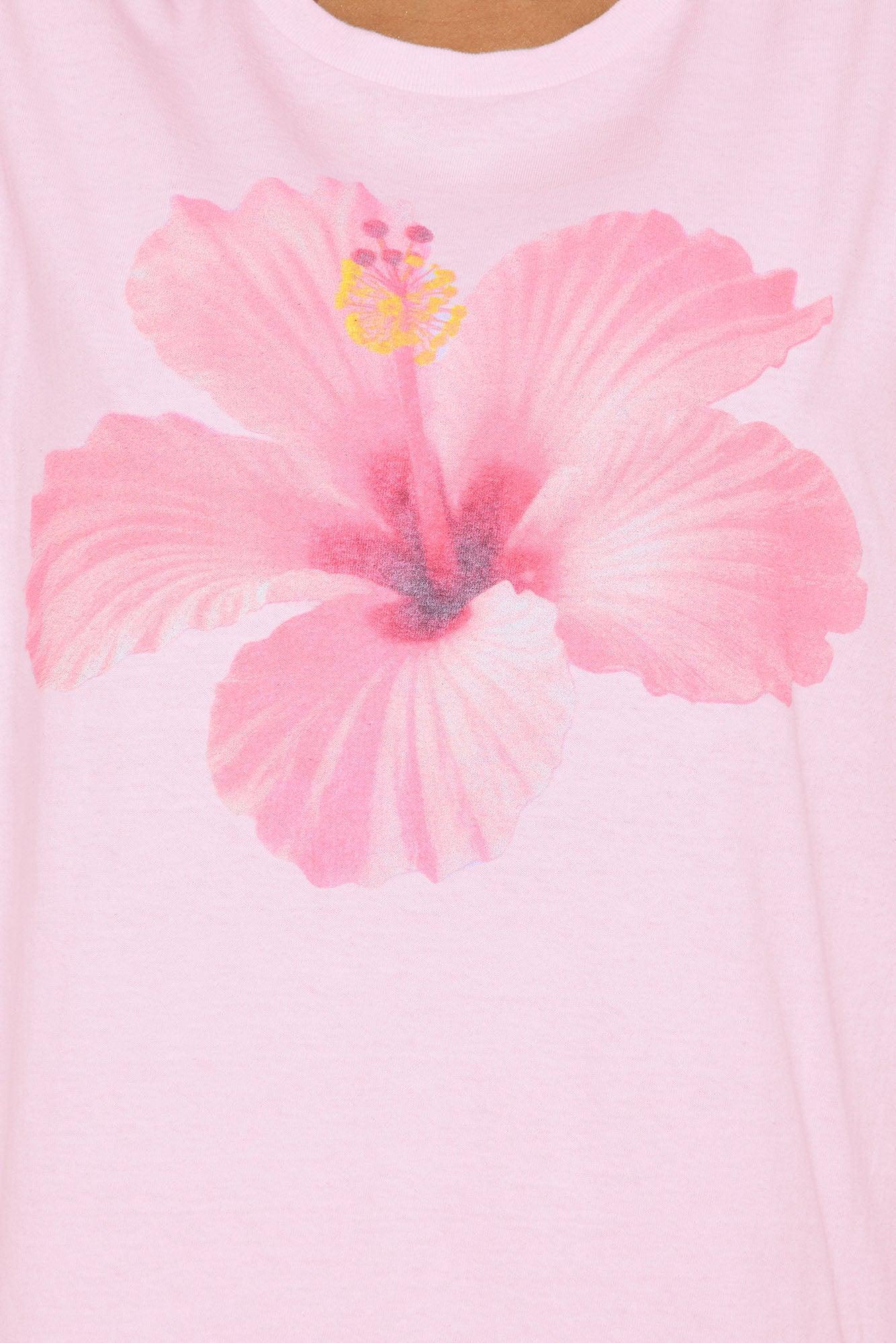 Hibiscus Bloom Washed Graphic Tee - Pink Product Image