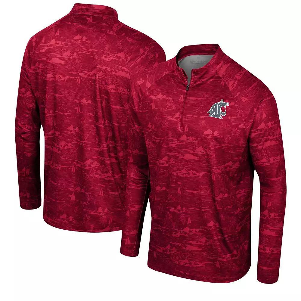 Men's Colosseum Crimson Washington State Cougars Carson Raglan Quarter-Zip Jacket, Size: 2XL, Wsc Red Product Image
