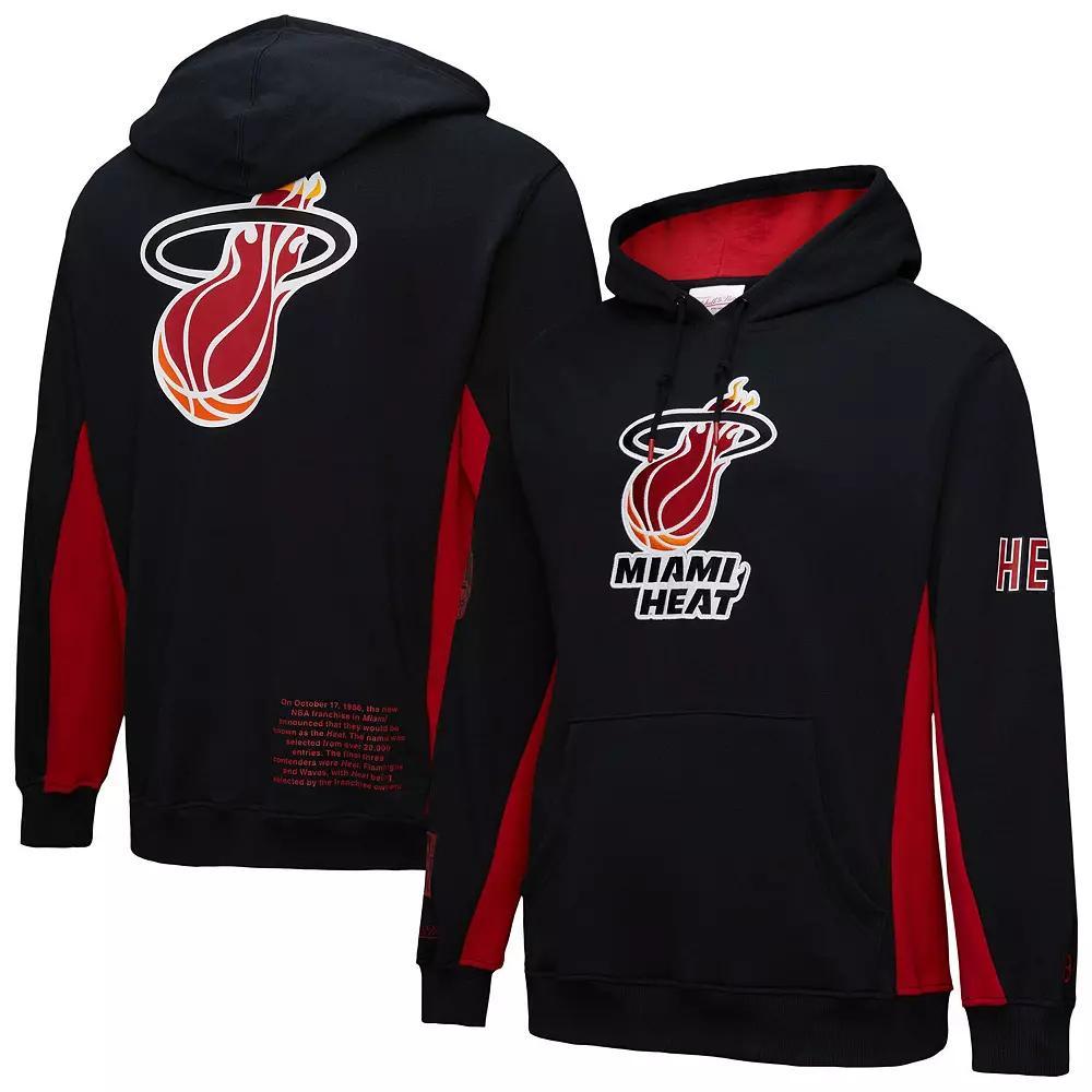 Men's Mitchell & Ness Black Miami Heat Hardwood Classics Team Origins Fleece Pullover Hoodie, Size: Small Product Image