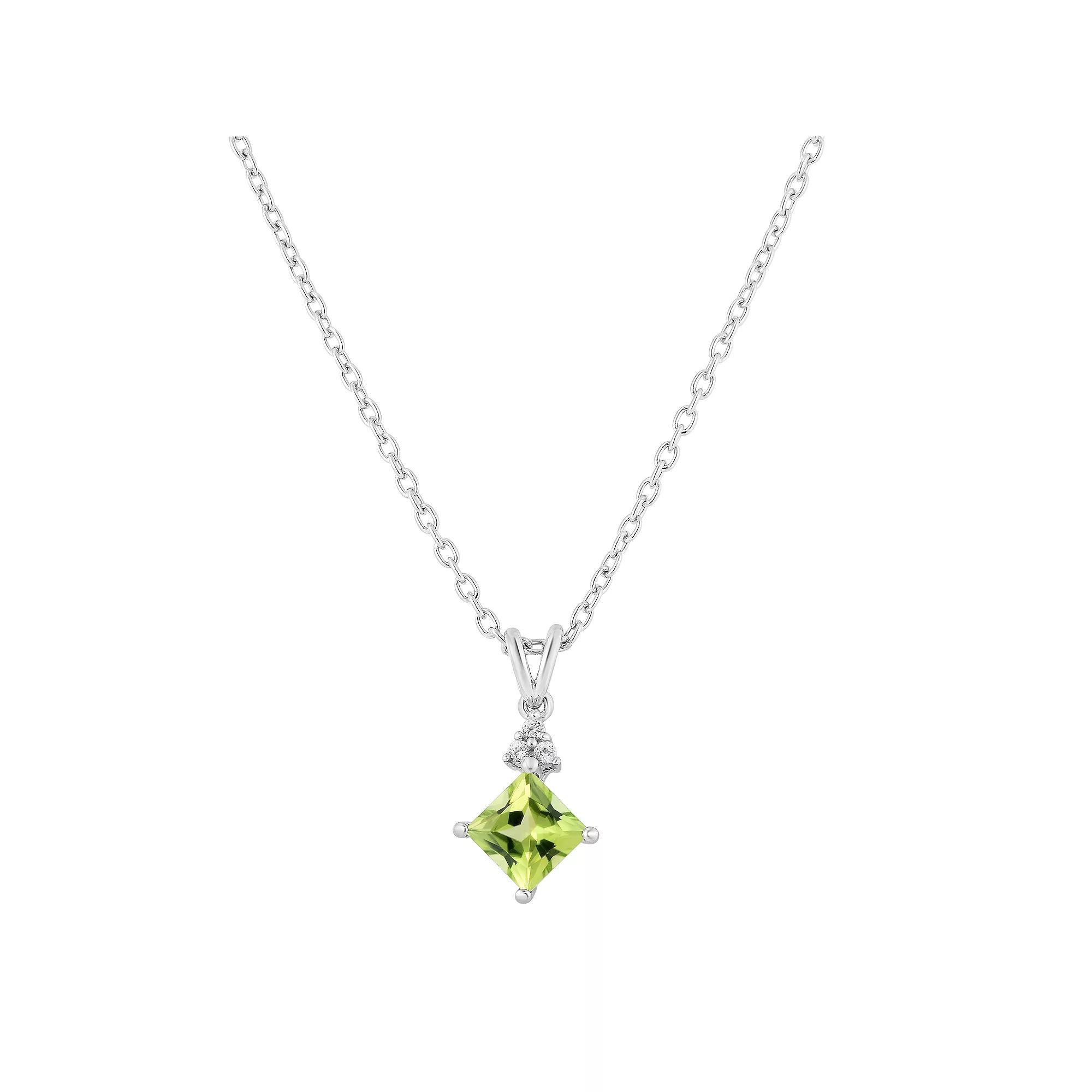 Sterling Silver Peridot & White Topaz Pendant, Women's, Size: 18" Product Image