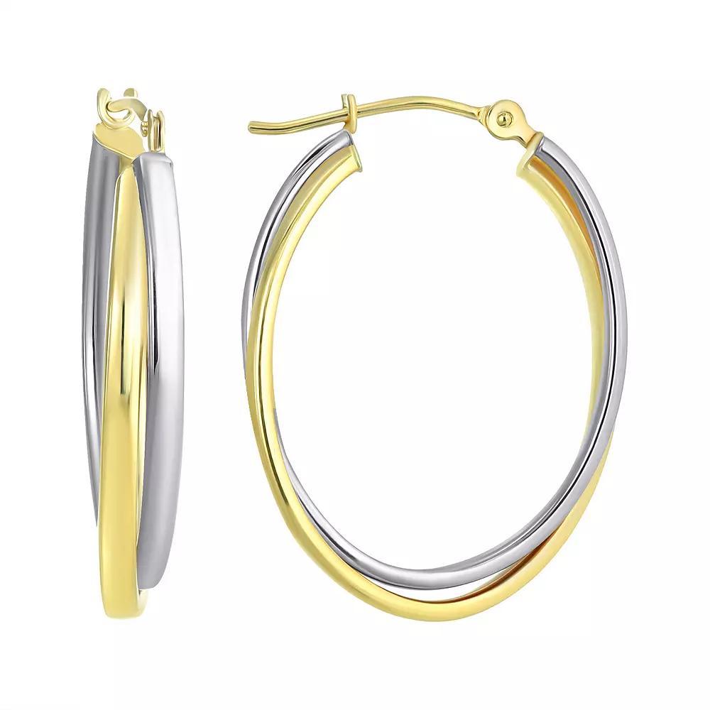 Forever 14K 14k Gold Two-Tone Double Oval Hoop Earrings, Women's Product Image