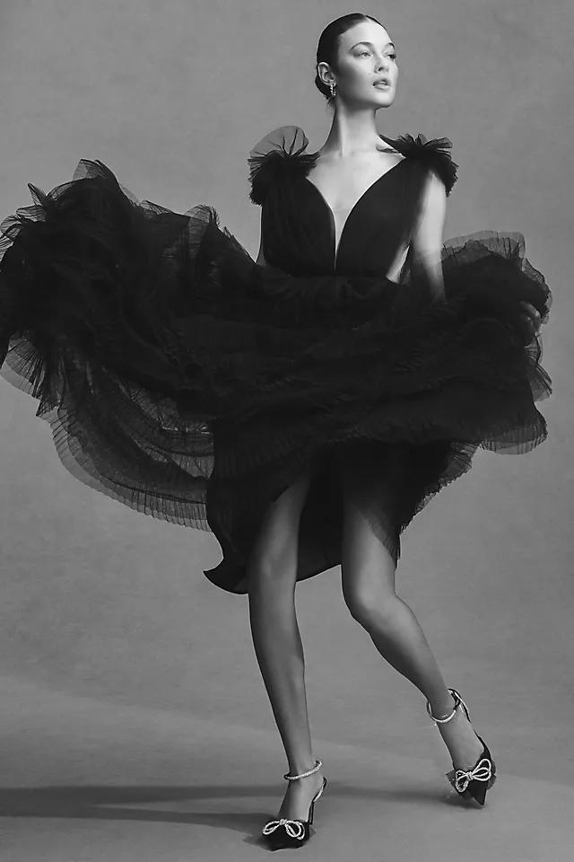 Sau Lee Sabrina V-Neck A-Line Tulle Gown Product Image