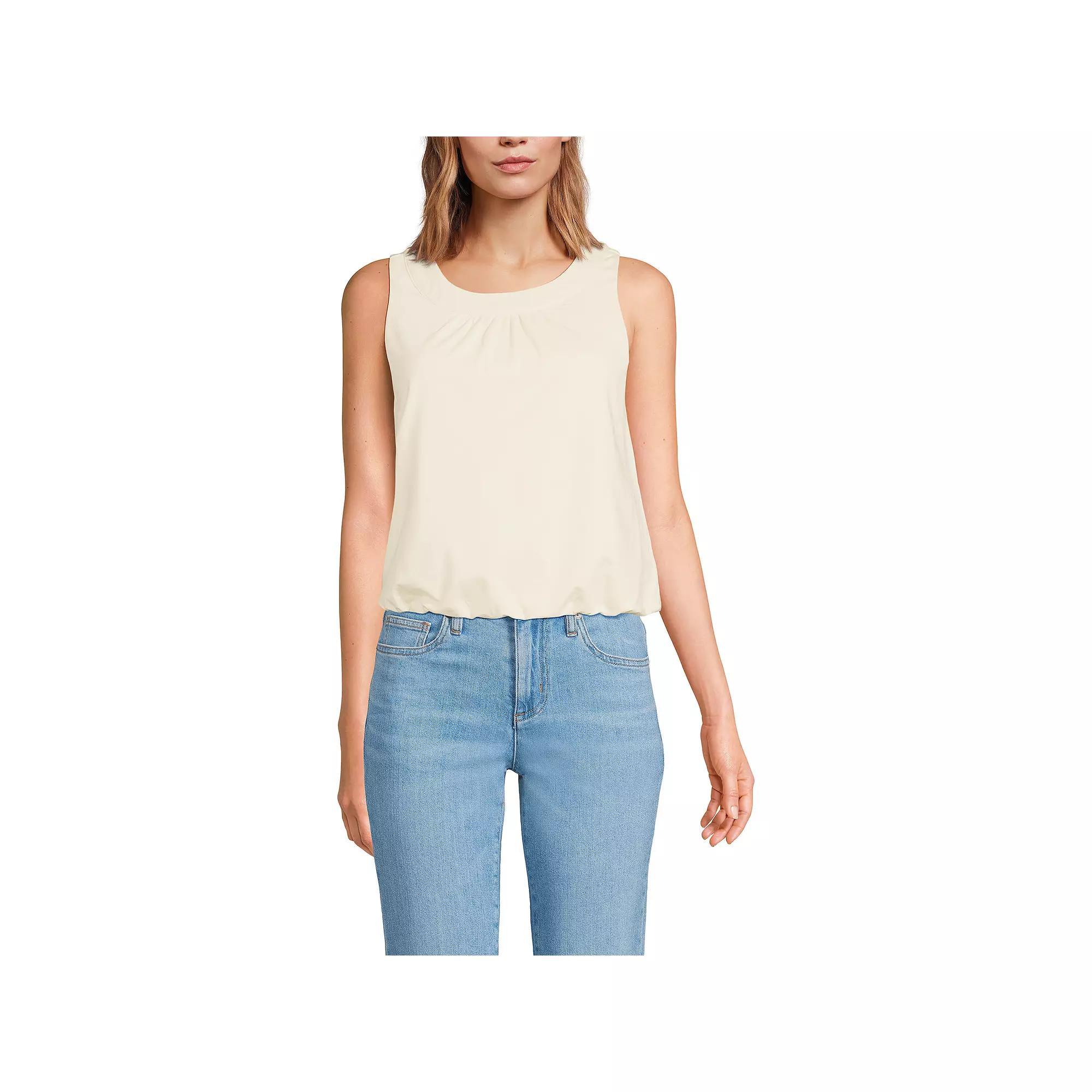 Women's Lands' End Lightweight Jersey Pleated Tank Top, Size: Small, Fresh Ivory Product Image