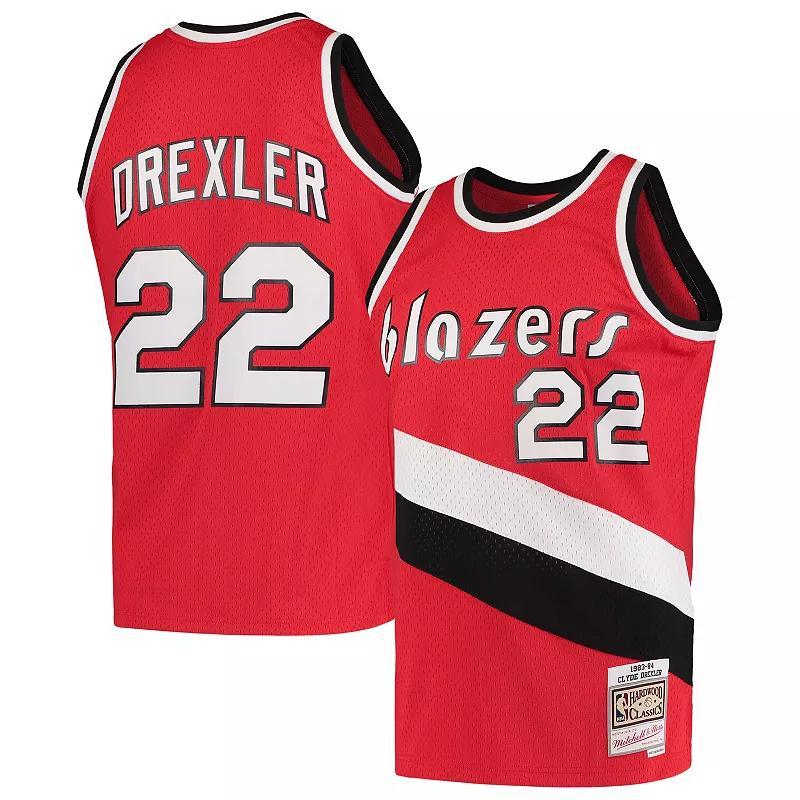 Men's Mitchell & Ness Clyde Drexler Red Portland Trail Blazers Hardwood Classics 1983-84 Swingman Jersey, Size: Small Product Image