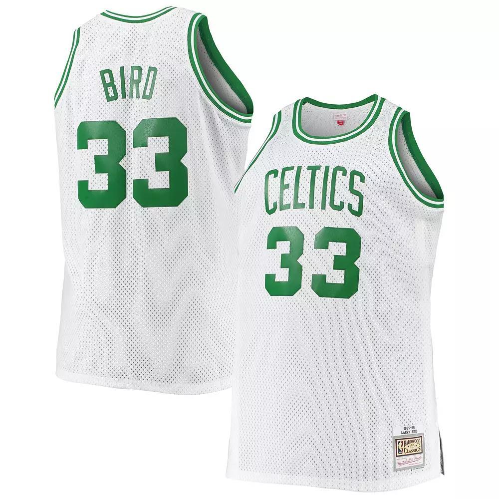 Men's Mitchell & Ness Larry Bird White Boston Celtics Big & Tall 1985-86 Hardwood Classics Swingman Jersey, Size: 5XLT Product Image