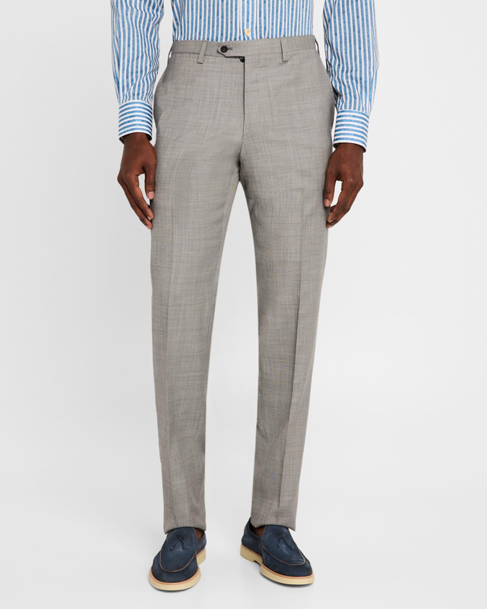 Mens Wool Sharkskin Flat-Front Trousers Product Image