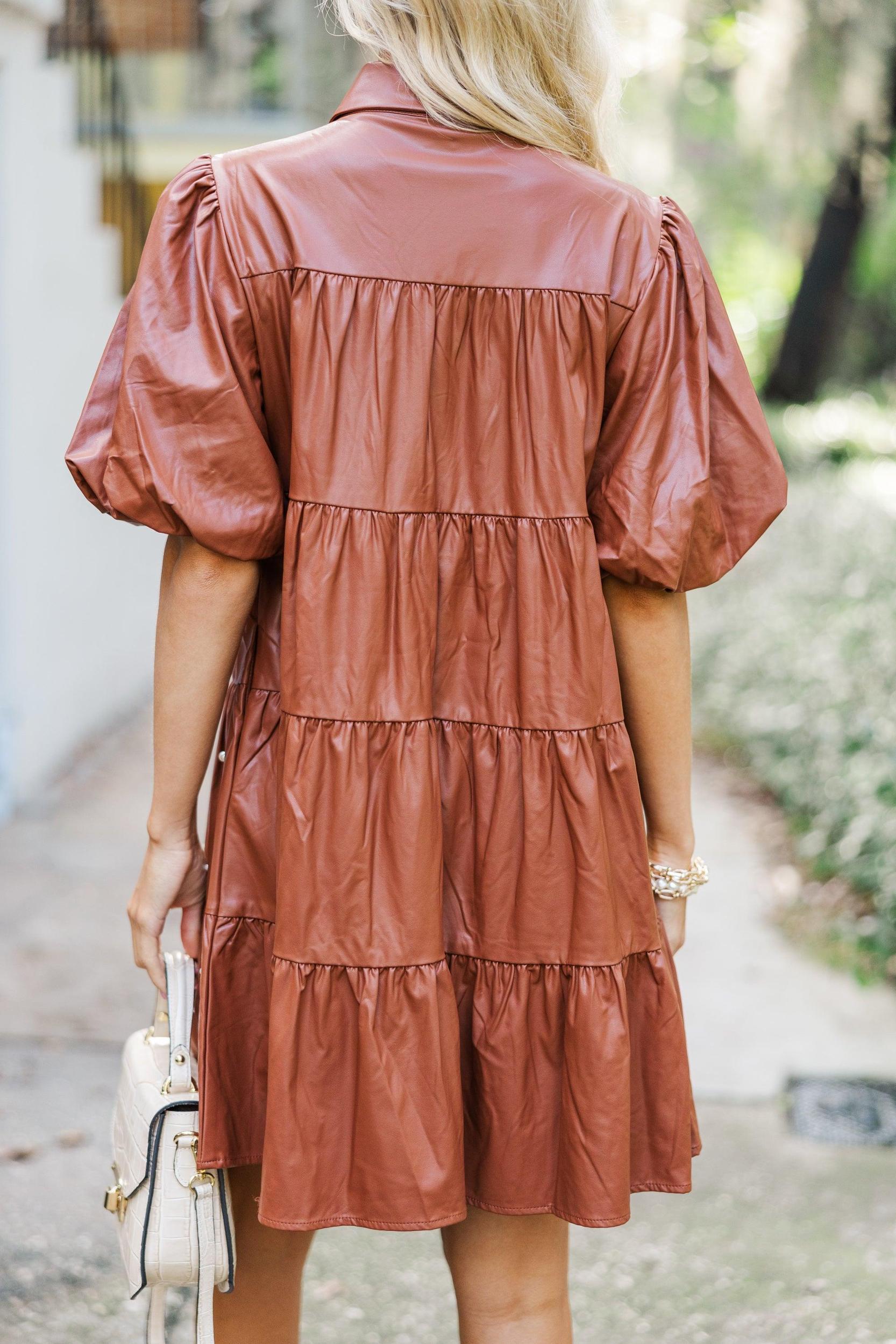 You're The Reason Camel Brown Embellished Dress Female Product Image