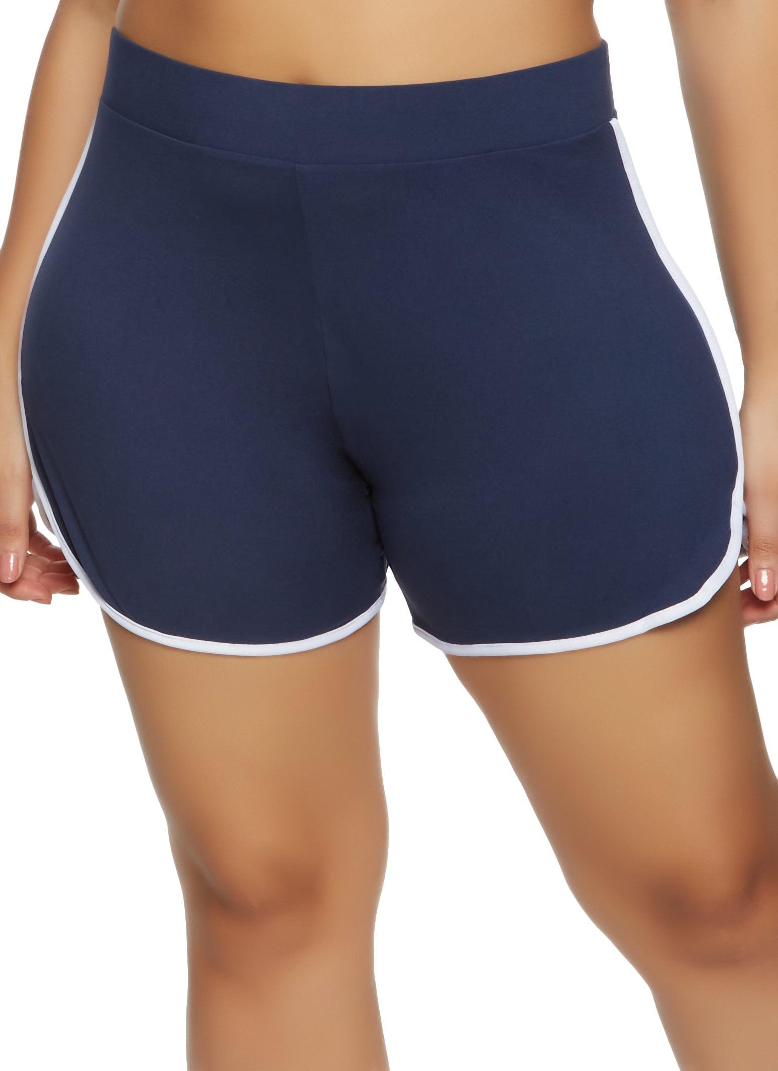 Womens Plus Size Soft Knit Contrast Trim Dolphin Shorts Product Image