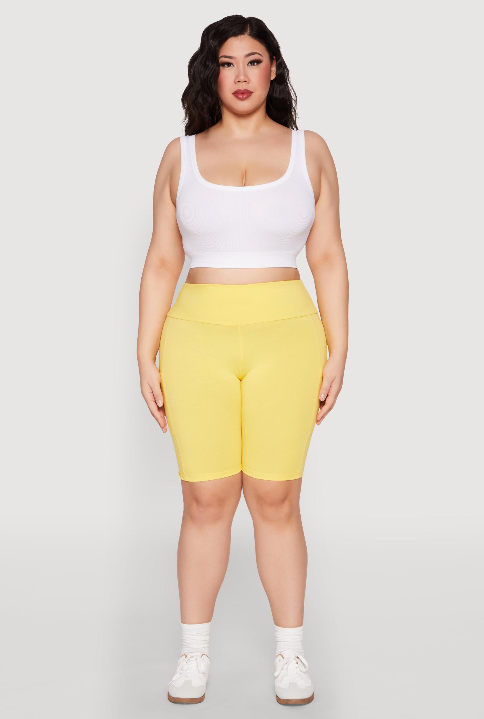 Womens Plus Size High Waist Cell Phone Pocket Biker Shorts Product Image