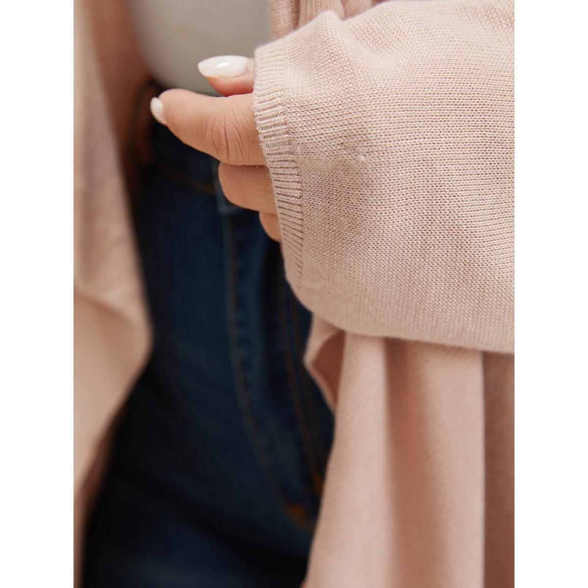 Plus Size Supersoft Essentials Solid Asymmetrical Hem Lapel Collar Cardigan DustyPink Women Casual Loose Long Sleeve Dailywear Cardigans BloomChic 14-16/1X Product Image