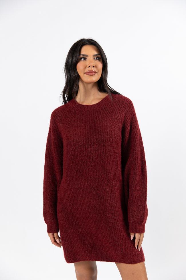 Sweet and Simple Red Crewneck Sweater Dress FINAL SALE Product Image