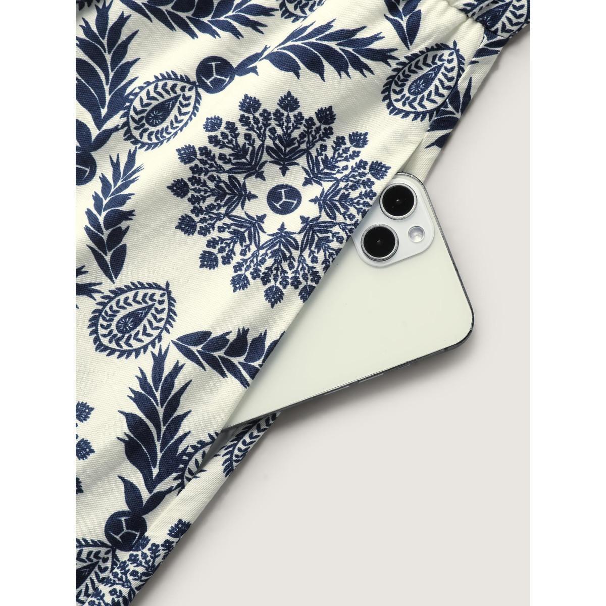 Plus Size Rayon Ornate Print Knotted Shoulder Dress WhiteSmoke Women Tie knot U-neck Sleeveless Curvy BloomChic 14-16/1X Product Image