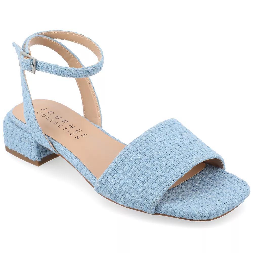 Journee Adleey Women's Tru Comfort Foam Tweed Low Block Heel Sandals, Size: 7.5, Black Product Image