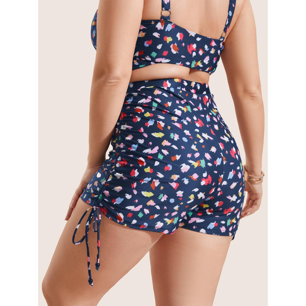 Plus Size Allover Print Drawstring Skinny Swim Bottom Women's Swimwear Aegean Beach Drawstring High stretch Skinny High Rise Curve Swim Bottoms BloomChic 10/M Product Image