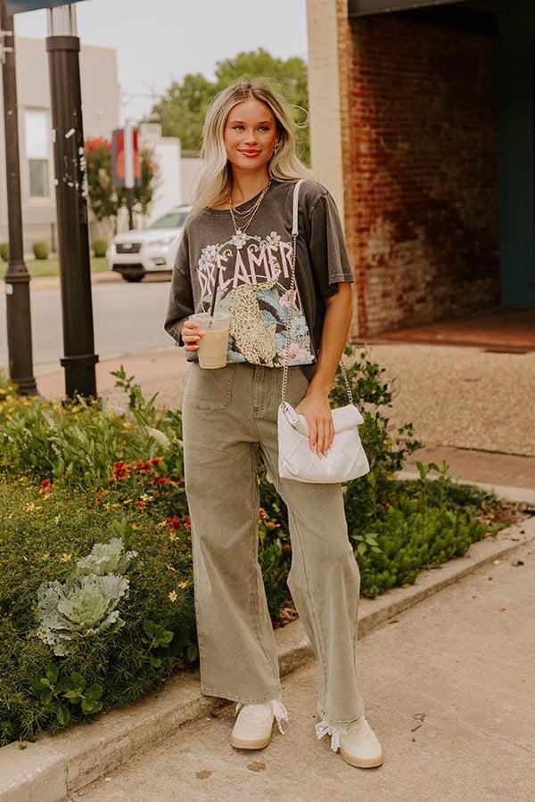 The Lana High Waist Wide Leg Jean in Martini Olive Product Image