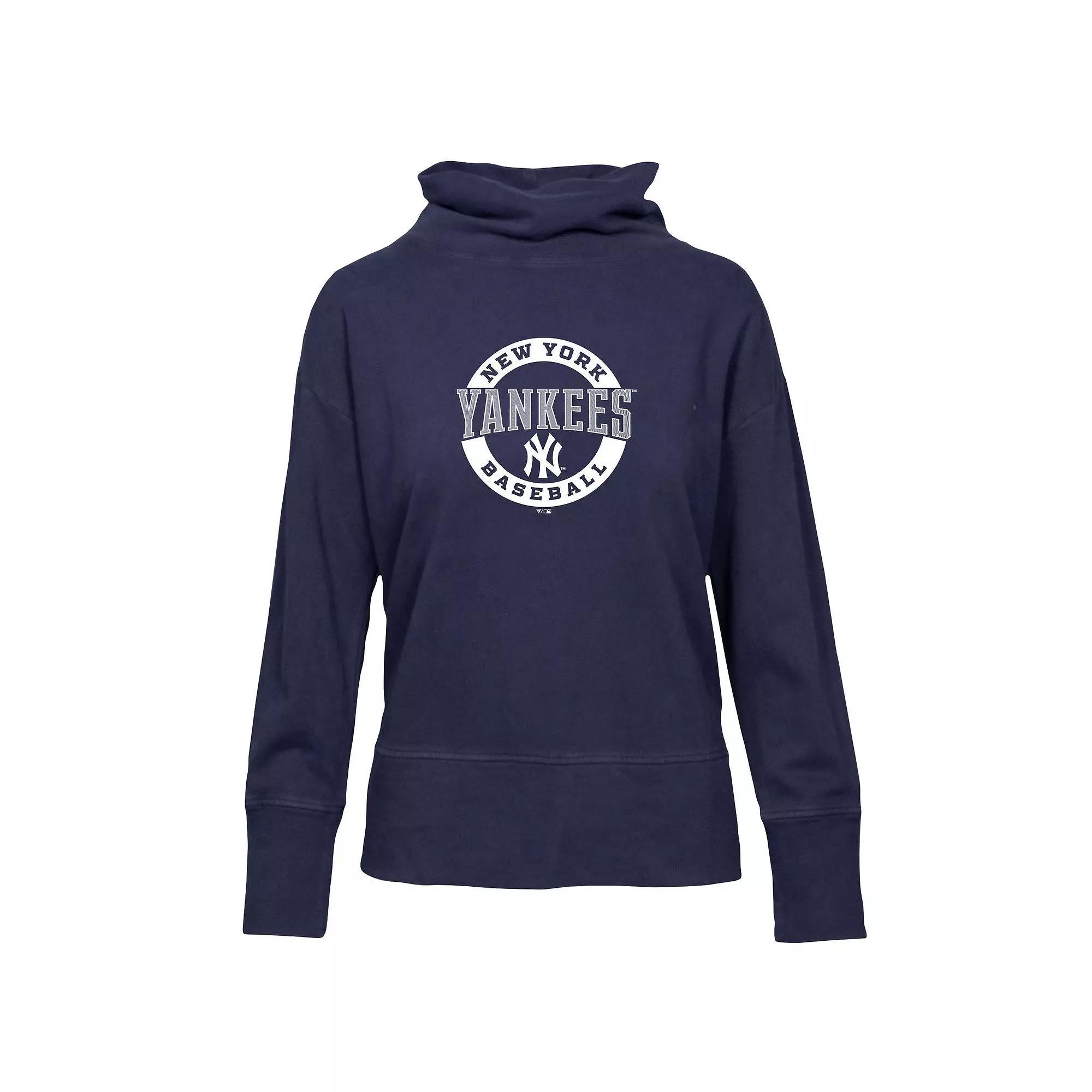 Women's Levelwear Navy New York Yankees Sunset Farm Team Pullover Sweatshirt, Size: Small, Blue Product Image