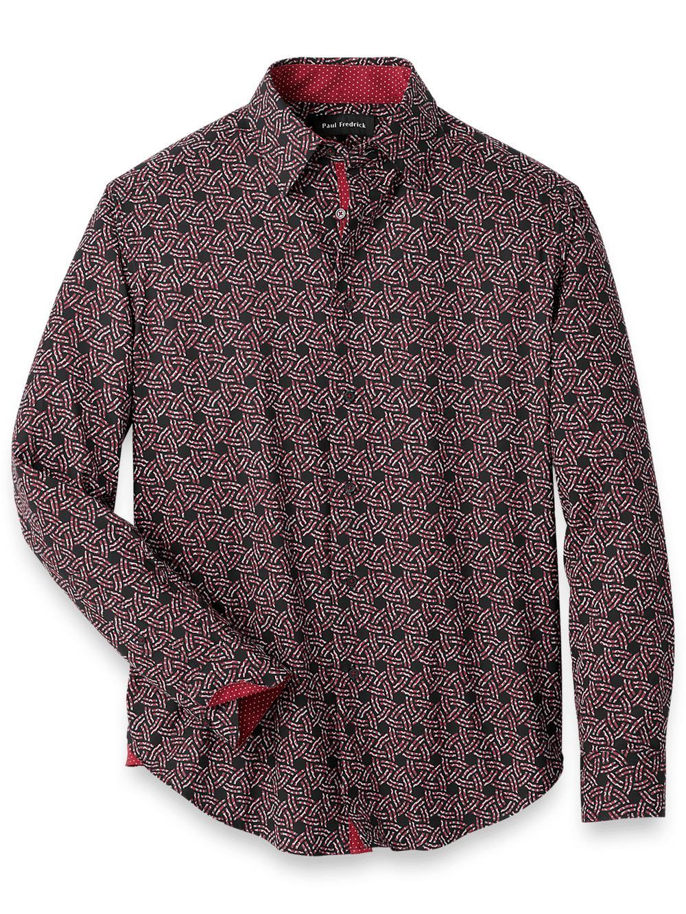 Performance Stretch Geometric Casual Shirt - Black/red Product Image