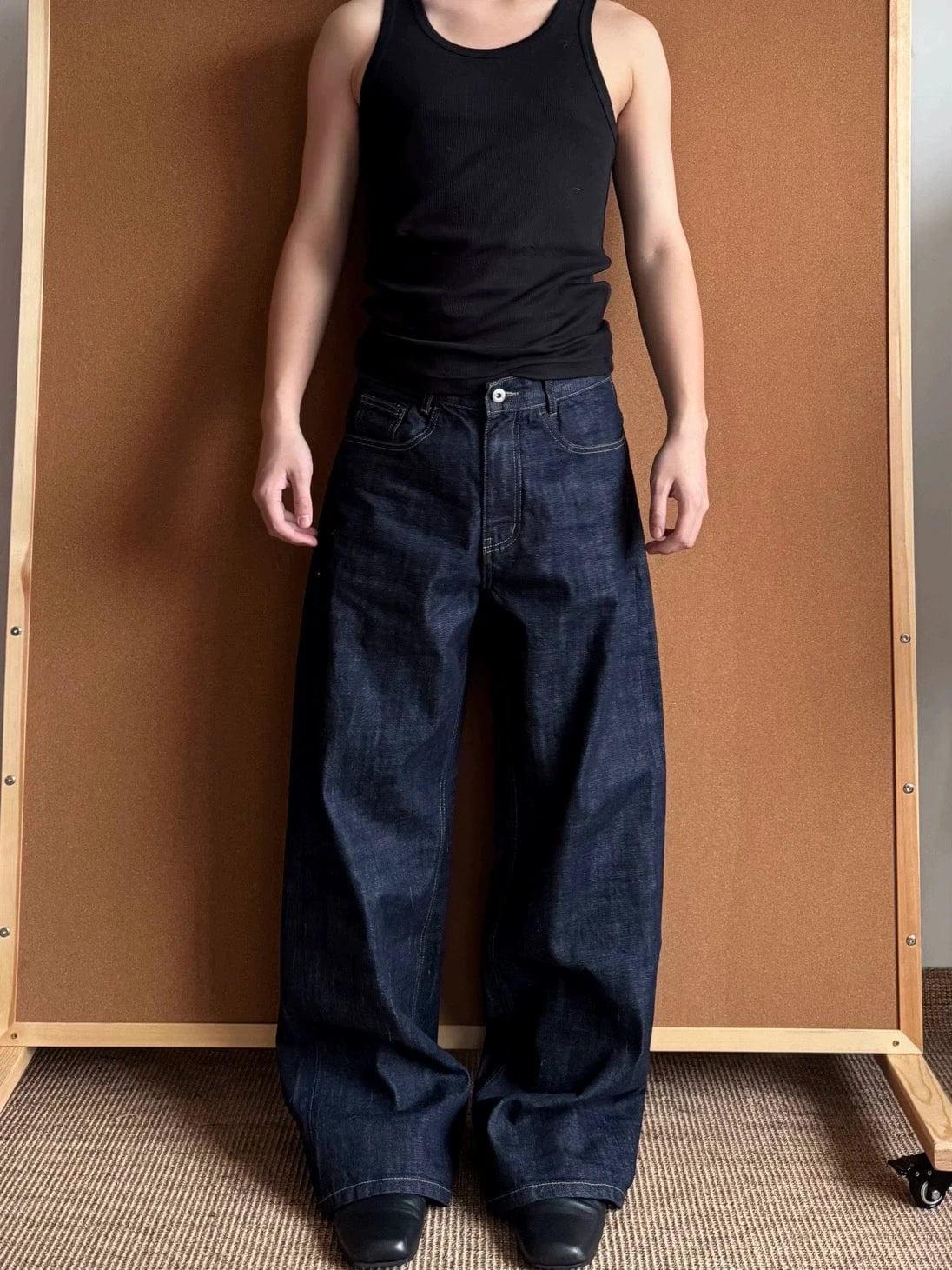 RT No. 18019 DARK BLUE STRAIGHT DENIM JEANS Product Image