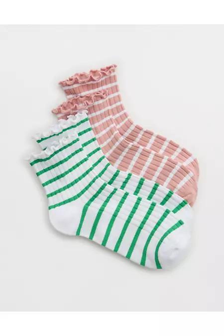 Aerie Lettuce Edge Bobby Sock 2-Pack Women's Product Image