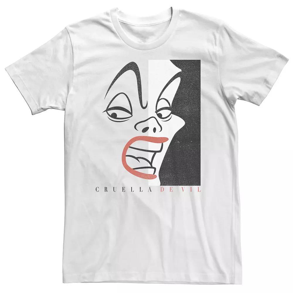 Big & Tall Disney Cruella Devil Head Shot Line Art Tee, Men's, Size: 3XL, White Product Image