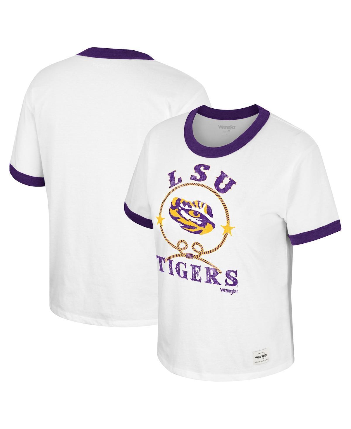Women's Colosseum x Wrangler White LSU Tigers Freehand Ringer T-Shirt, Size: Small Product Image