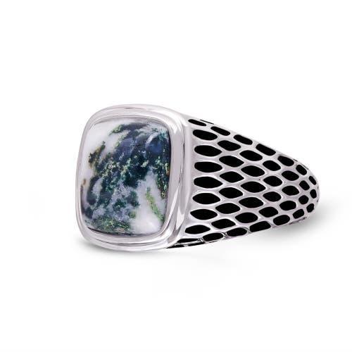LuvMyJewelry Tree Agate Sterling Silver Men Signet Ring at Nordstrom, Size 11 Product Image