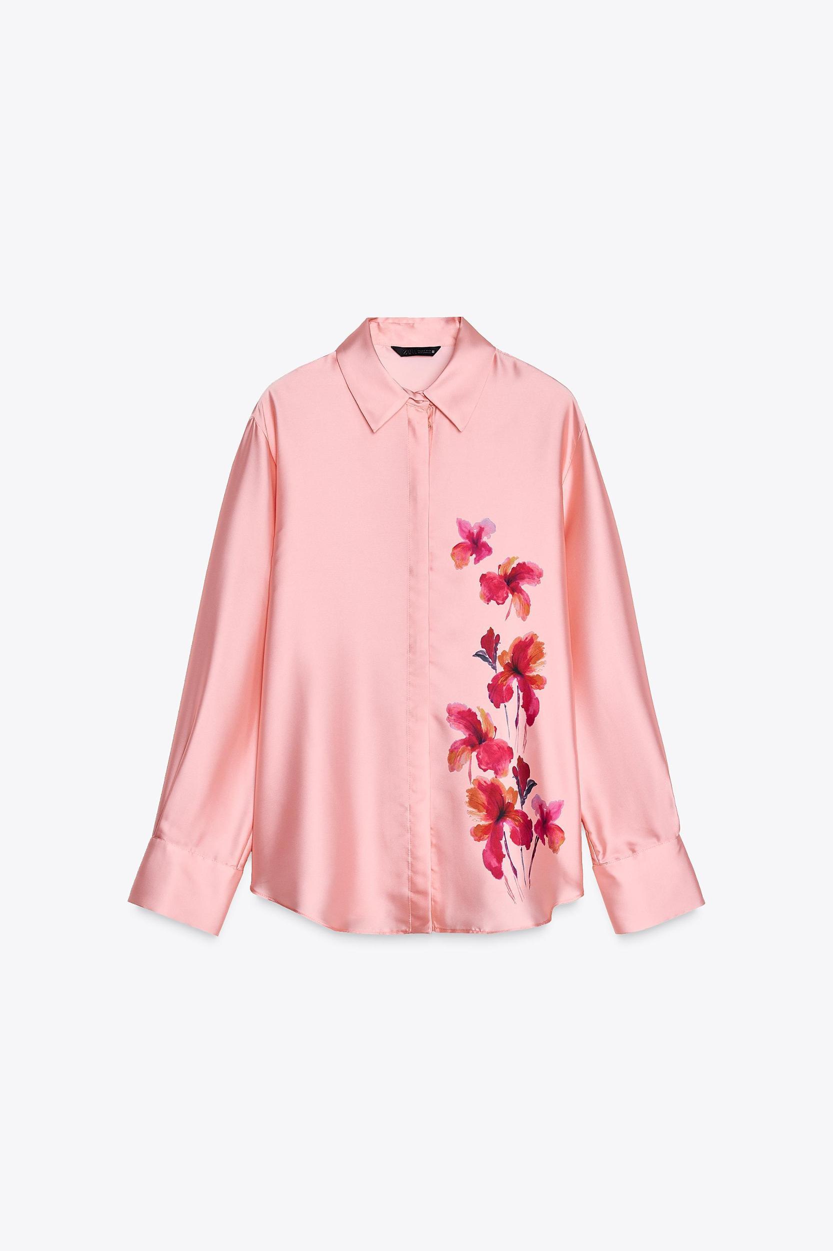 FLORAL PRINT SATIN EFFECT BLOUSE Product Image