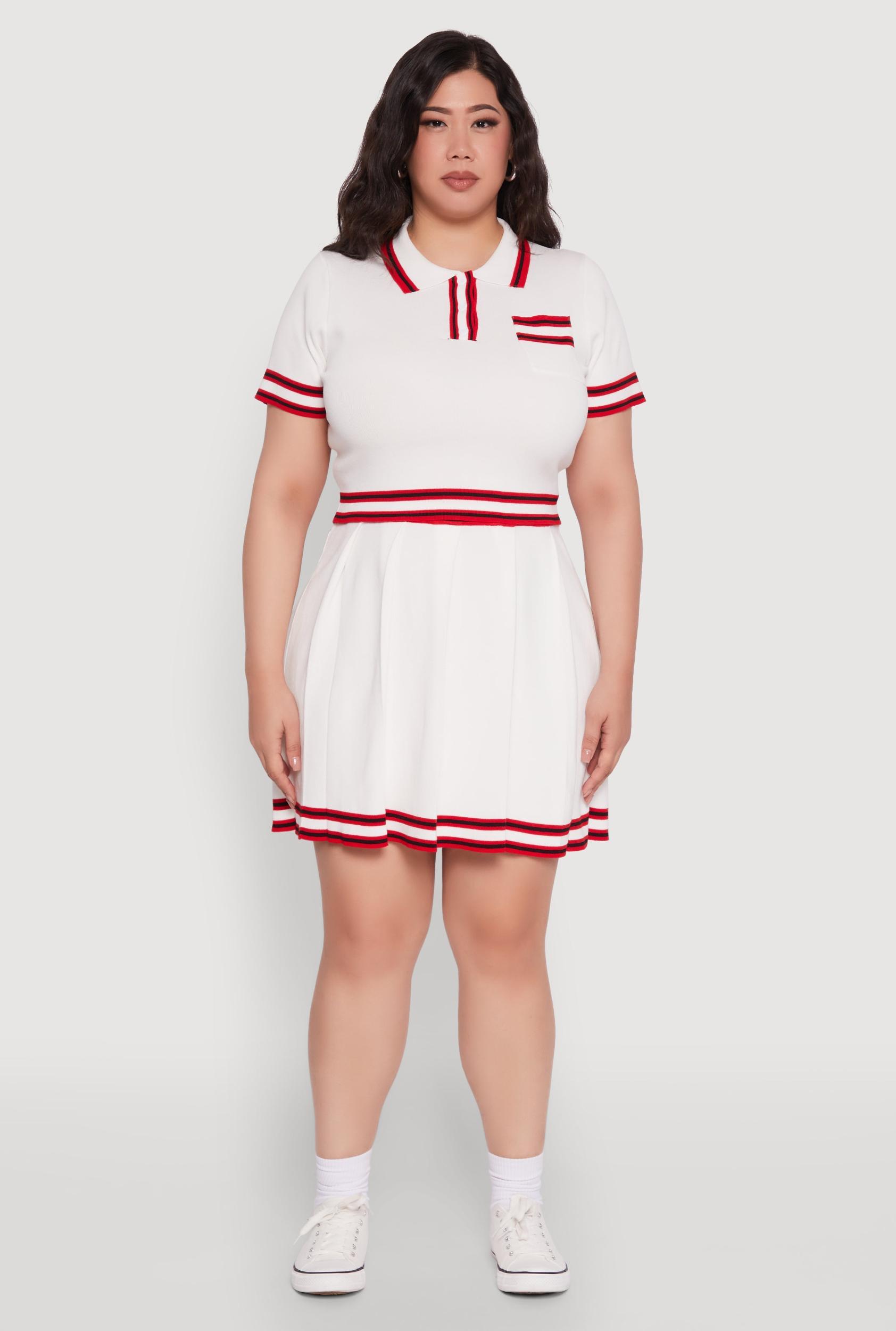 Plus Size Daisy Varsity Stripe Pleated Skirt Female Product Image