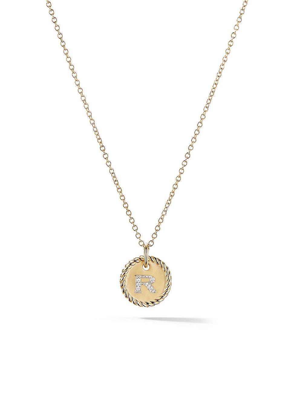 David Yurman Cable Collectibles Initial Pendant with Diamonds in Gold on Chain, 16-18 Product Image