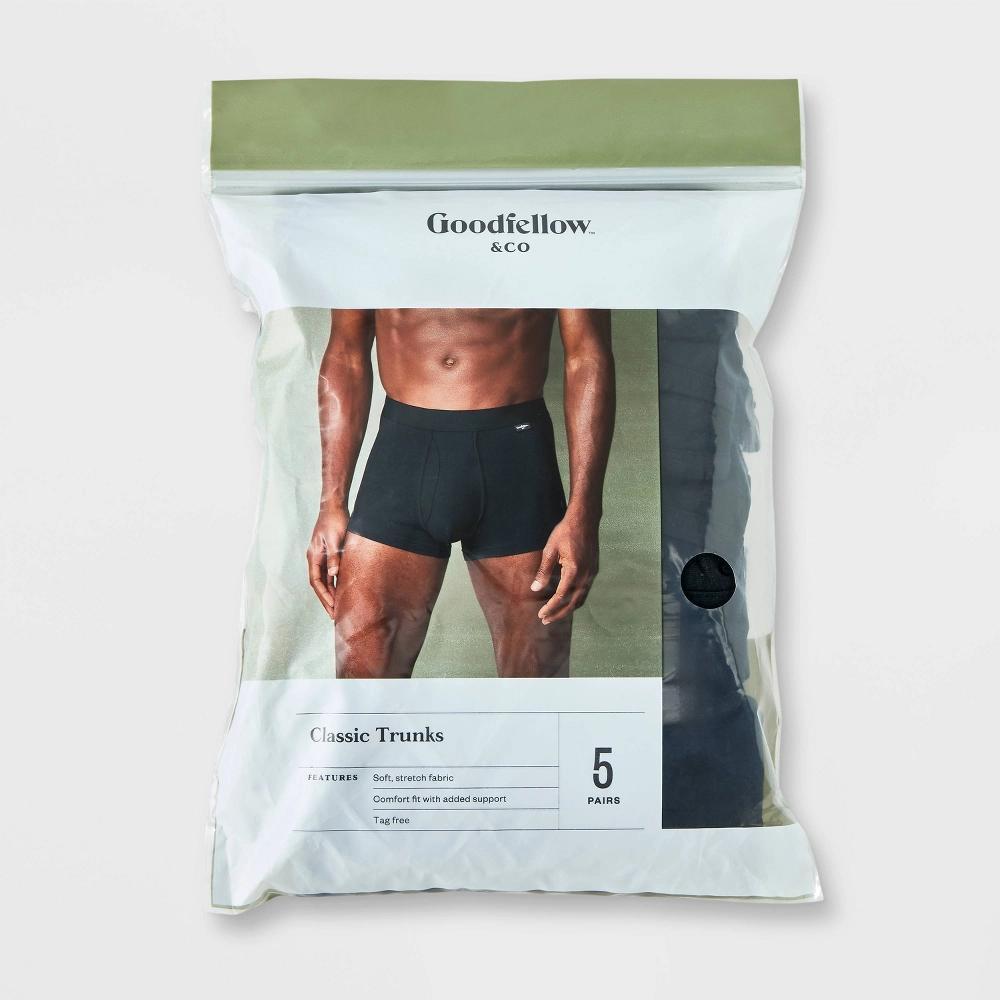 Mens Trunks 5pk - Goodfellow & Co L: Mid Rise, Jersey, Full Waistband Elastic Product Image