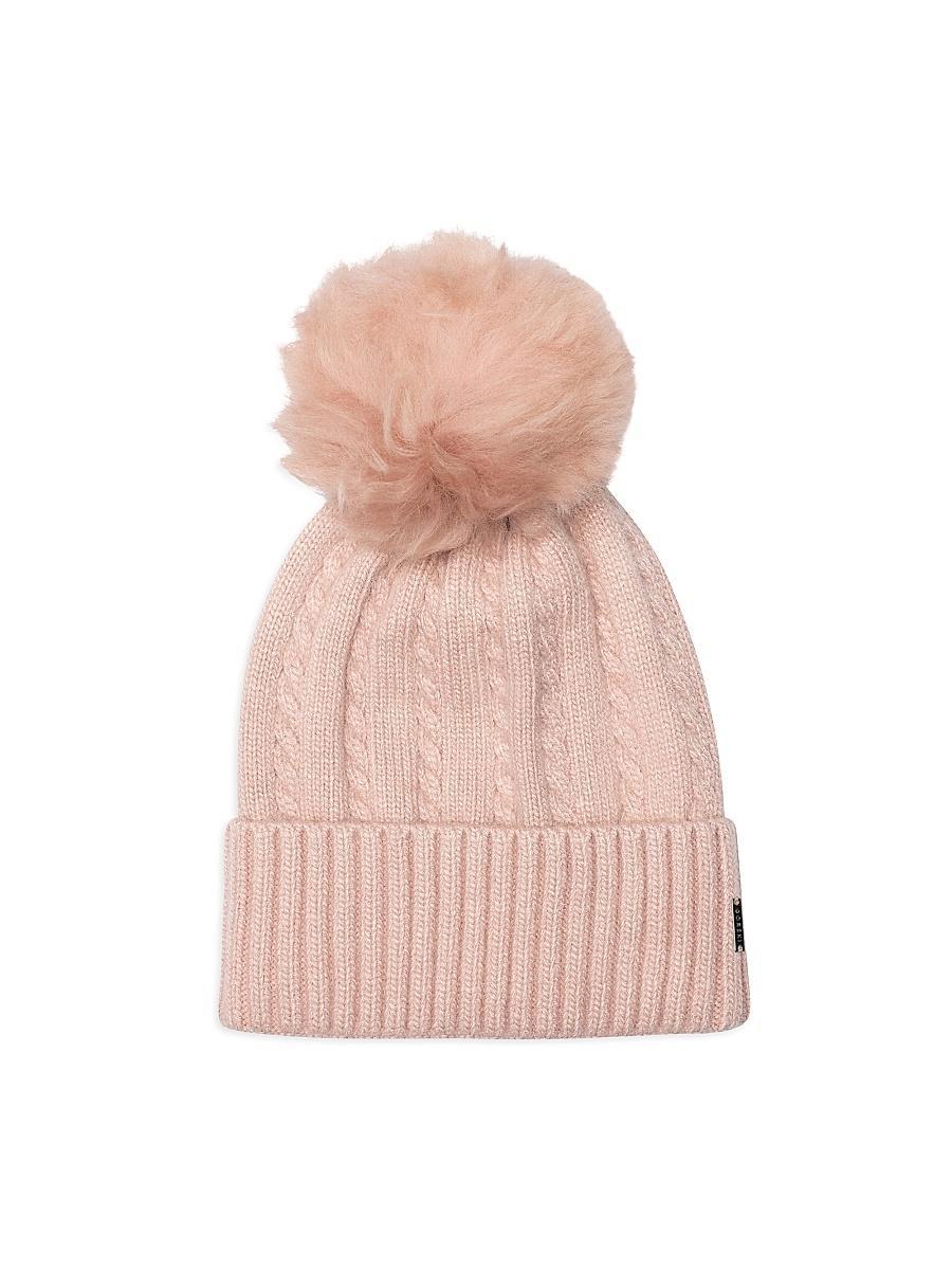 Womens Knit Hat with Toscana Lamb Pompom Product Image