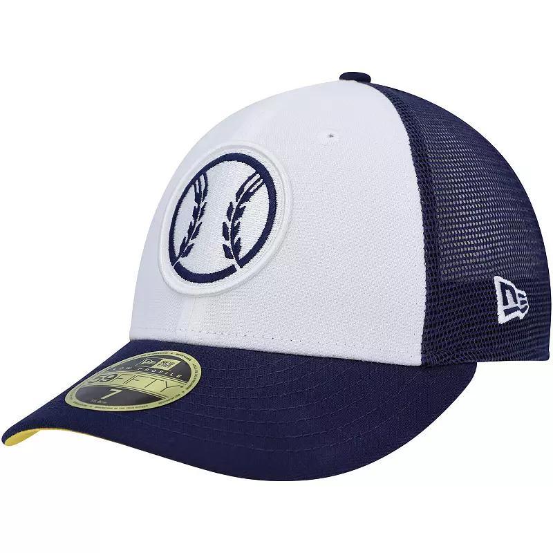 Men's New Era White/Navy Milwaukee Brewers 2023 On-Field Batting Practice Low Profile 59FIFTY Fitted Hat, Size: 7 3/8 Product Image