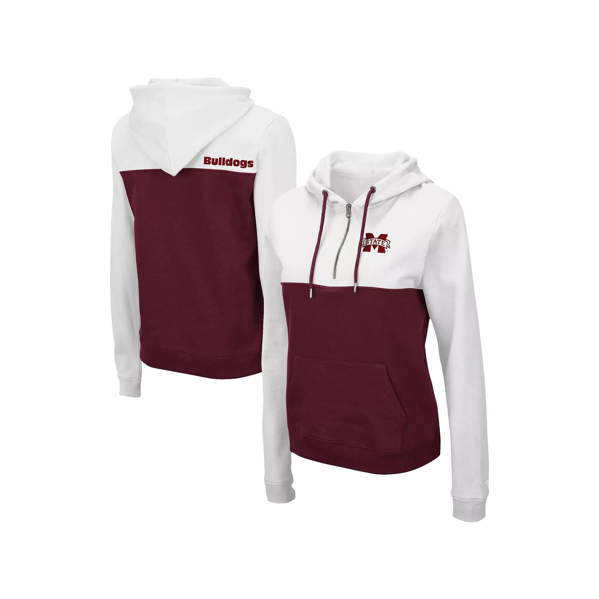 Women's Colosseum White/Maroon Mississippi State Bulldogs Aidan Lightweight Half-Zip Hoodie, Size: Medium, Mst White Product Image