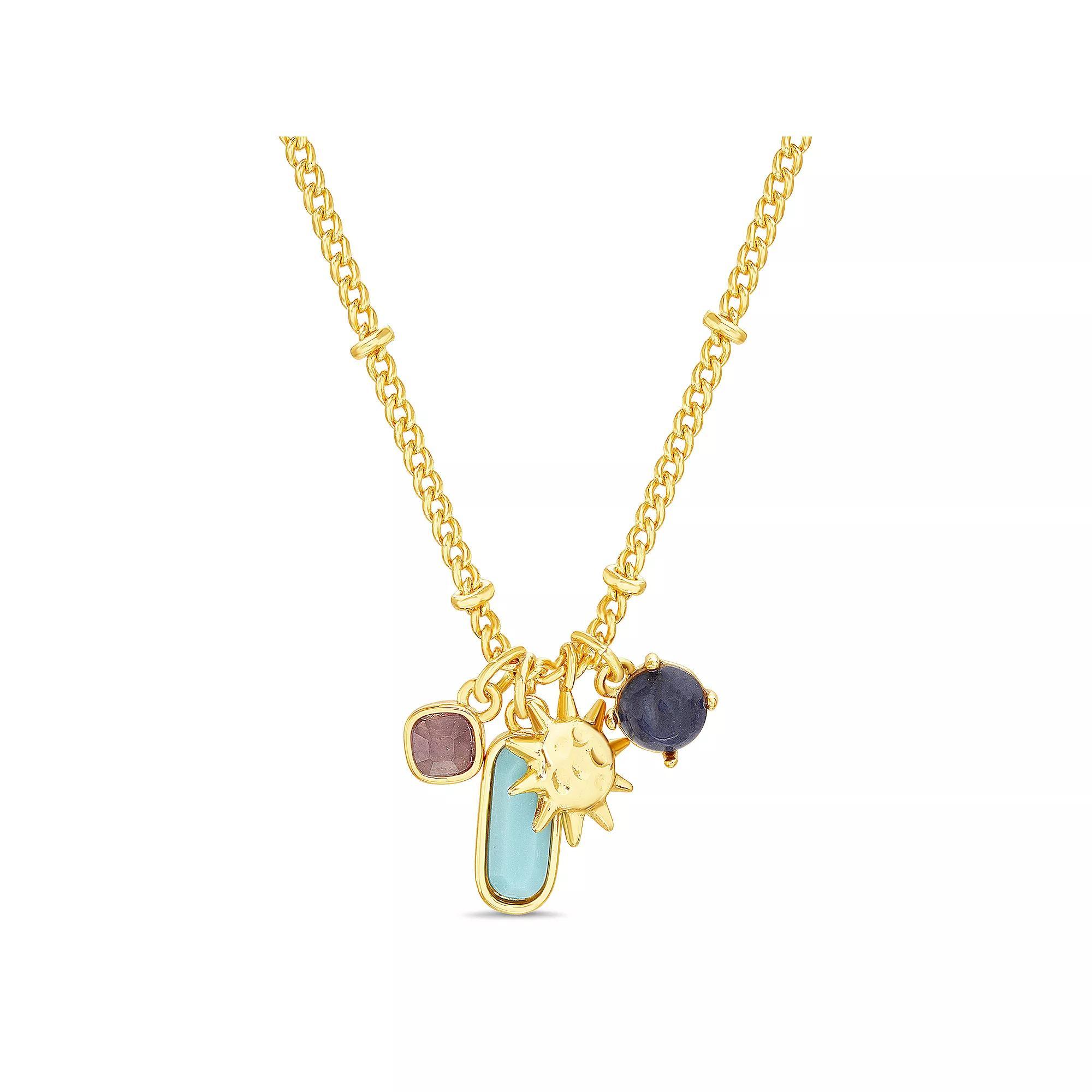 Paige Harper Color Therapy Gold Tone Gemstone Cluster & Sun Charm Necklace, Womens, Size: 16+3 Product Image