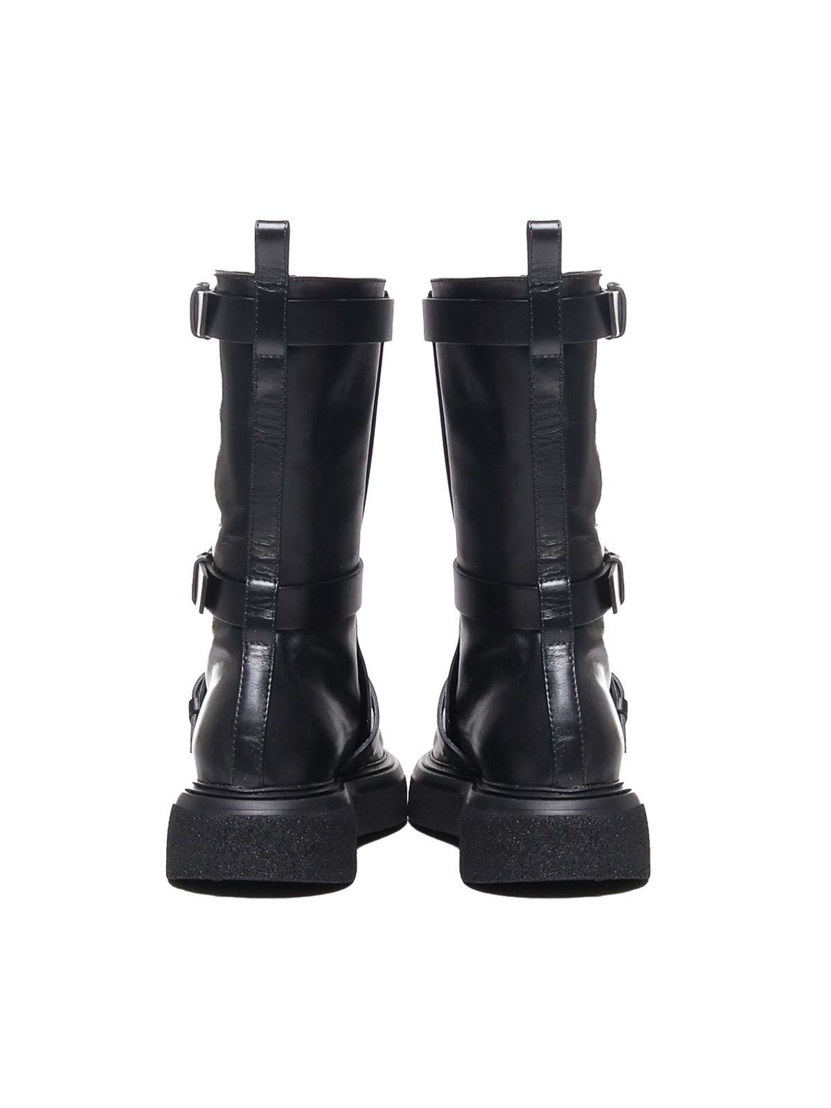Leather Biker Boots In Black Product Image