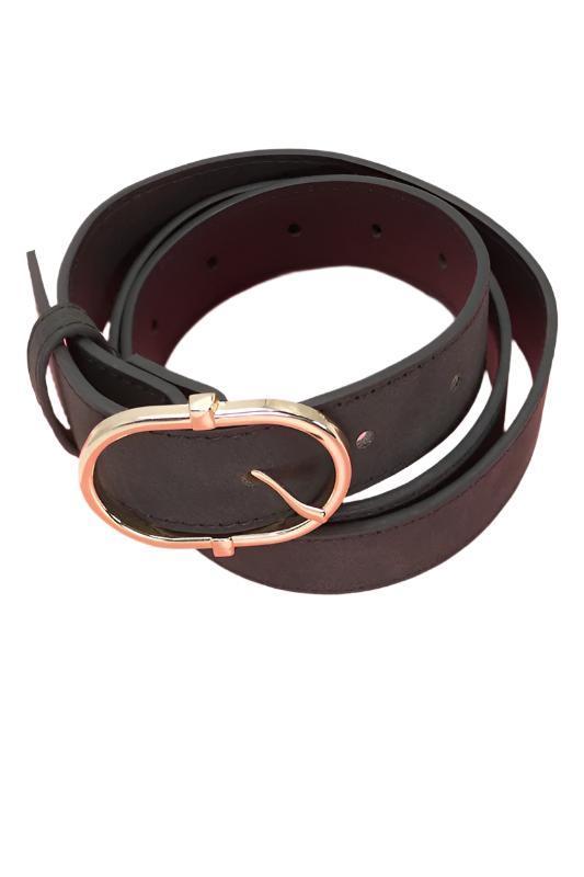 Classic Oval Buckle Faux Suede Belt Product Image