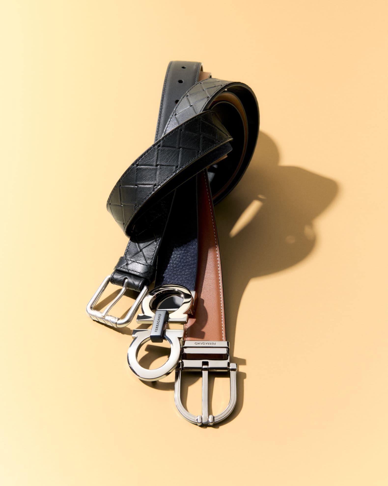 Men's Intrecciato Stamp Leather Belt Product Image