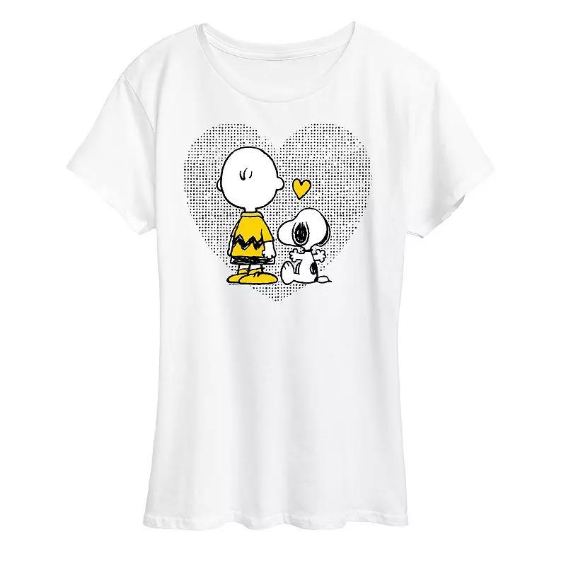 Womens Peanuts Charlie Brown & Snoopy Dot Heart Graphic Tee, Girls Product Image