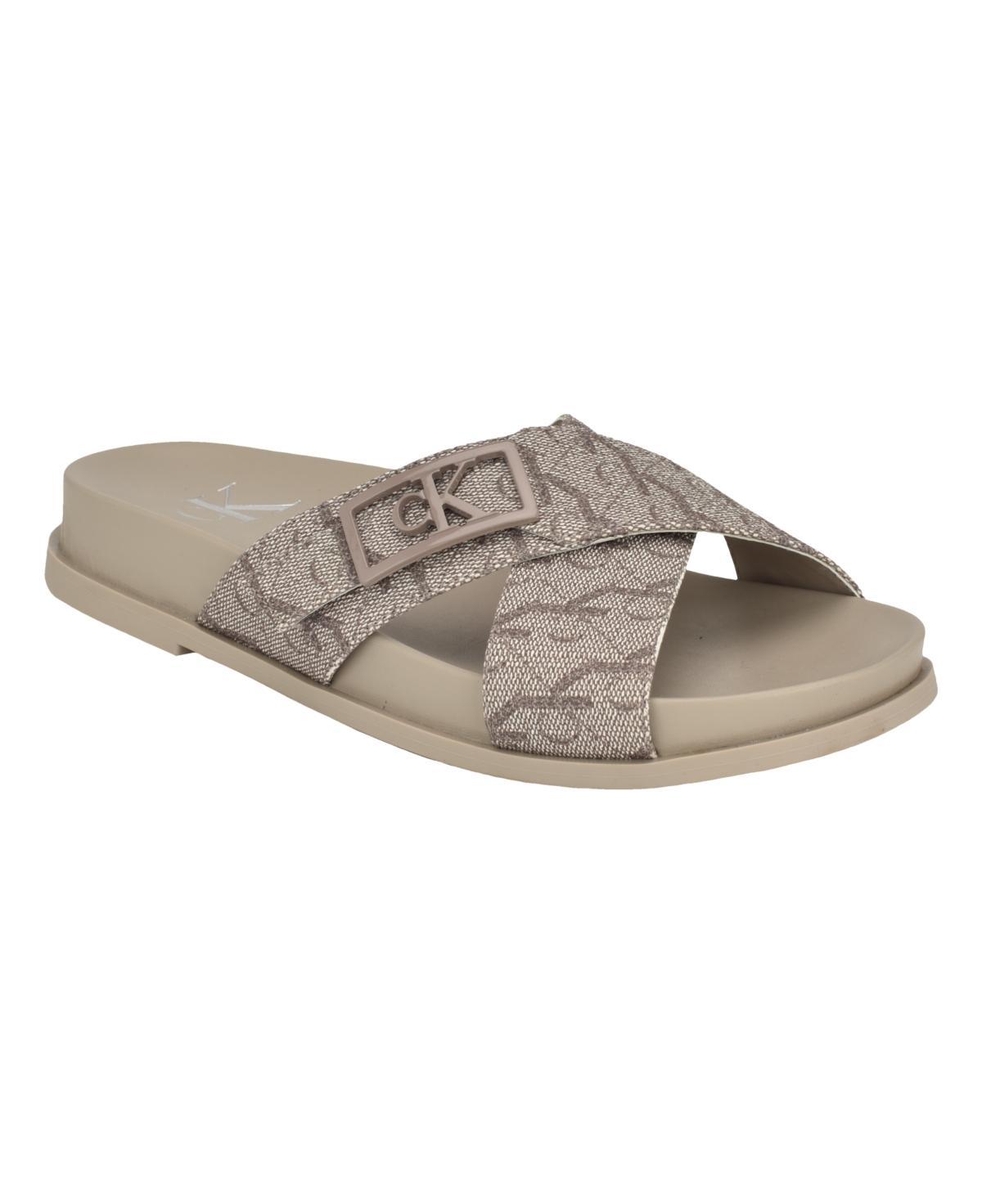 Calvin Klein Womens Eandria Criss-Cross Flat Casual Sandals Product Image