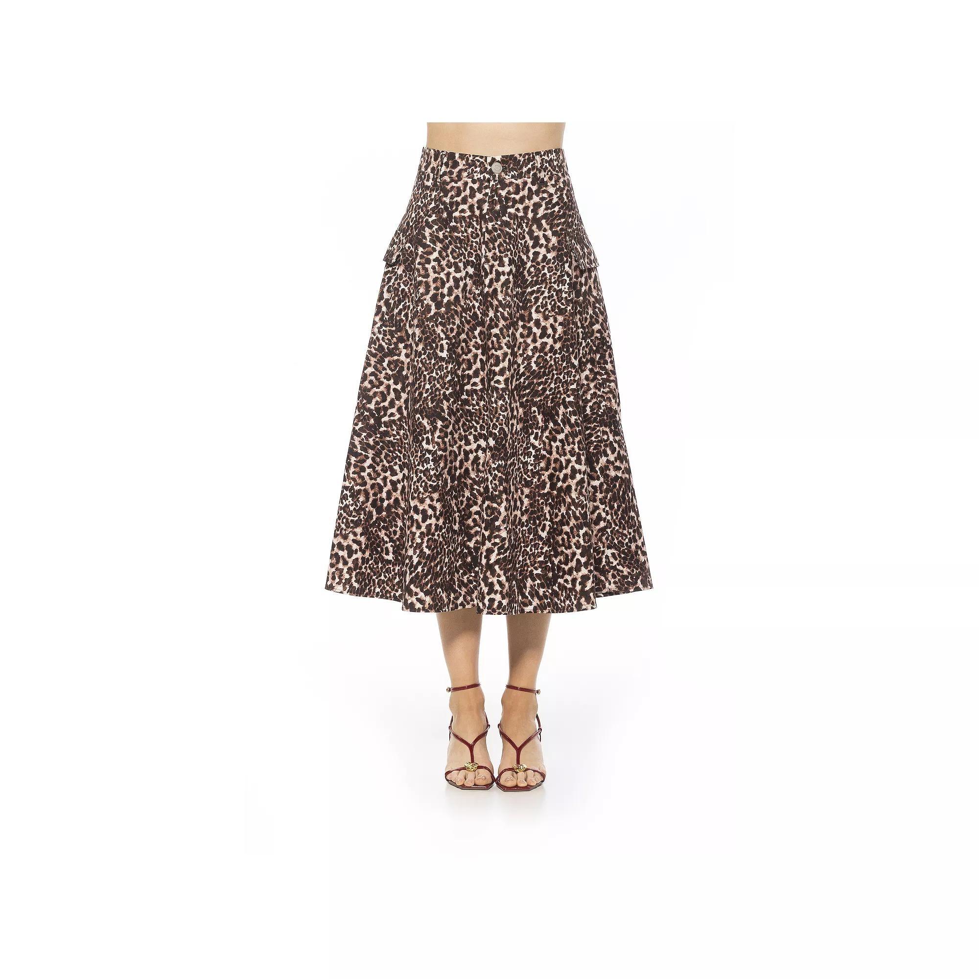 Women's ALEXIA ADMOR Cargo Belted Midi Skirt, Size: 14, Green Product Image