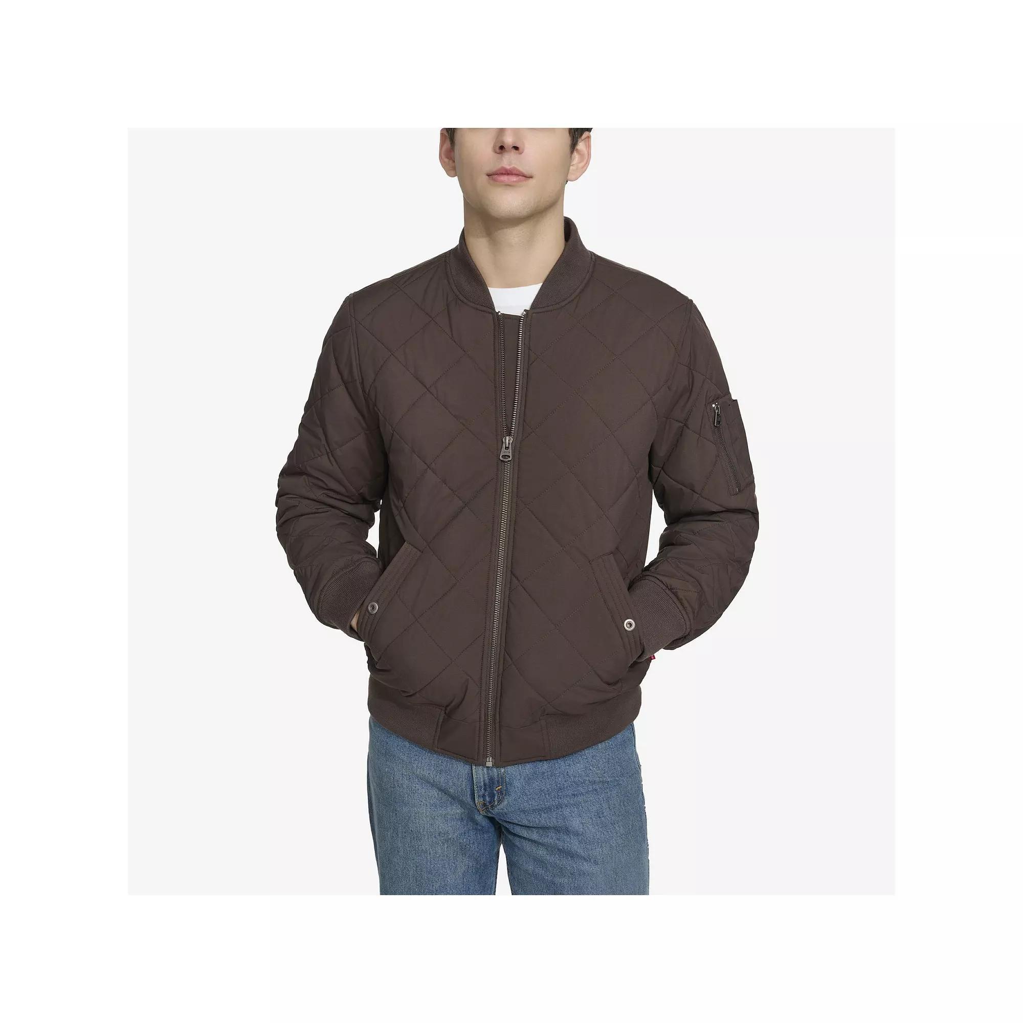 Mens Levis Diamond Quilted Bomber Jacket Brown Brown Product Image