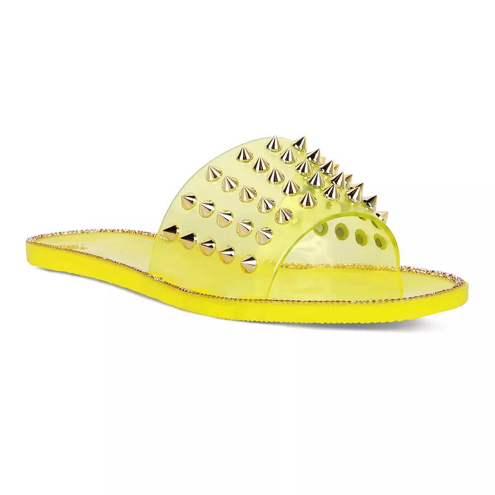 London Rag Bolly Punk Women's Studded Slide Sandals, Size: 7, Yellow Product Image