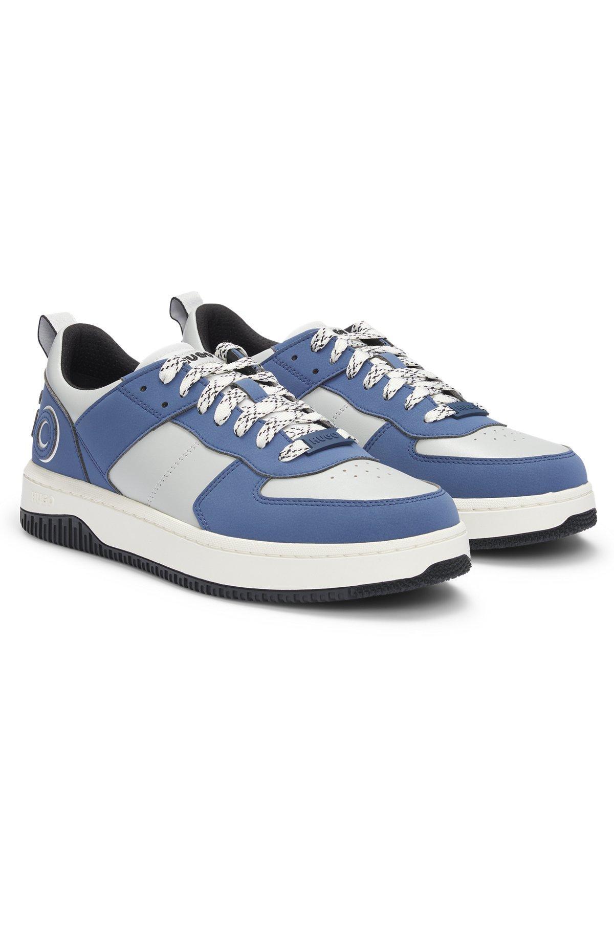 HUGO - Mixed-material trainers with two sets of laces - Light Blue Product Image