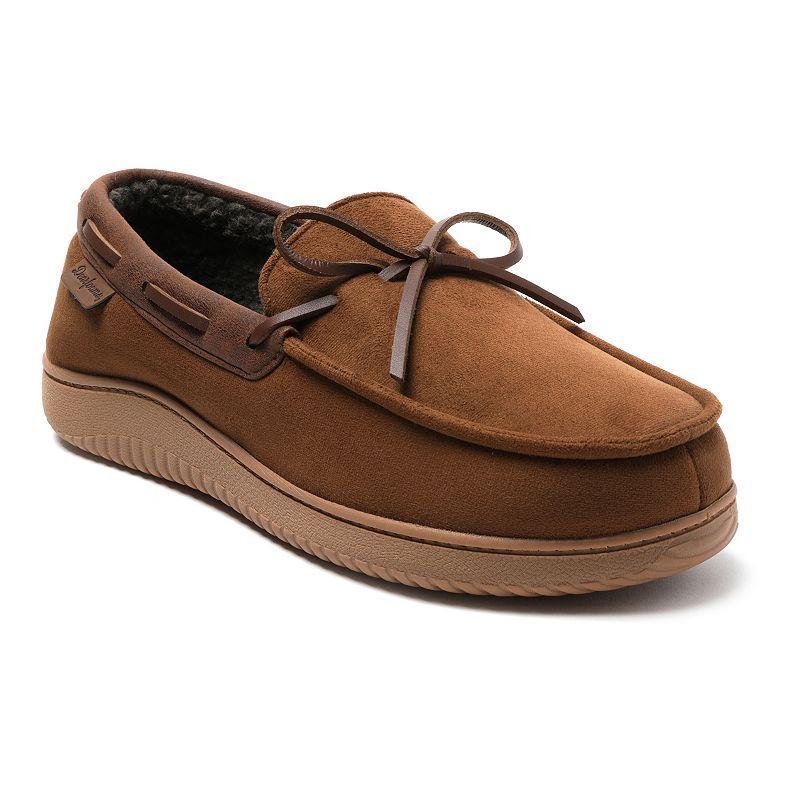 Dearfoams Pierce Men's Faux Suede Moccasin Slippers, Size: Small, Brown Product Image