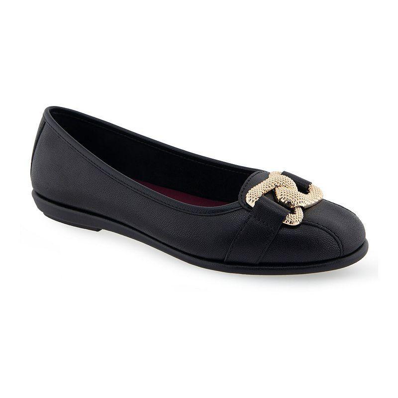 Aerosoles Bijoux Womens Leather Ballet Flats Grey Pu Leather Product Image