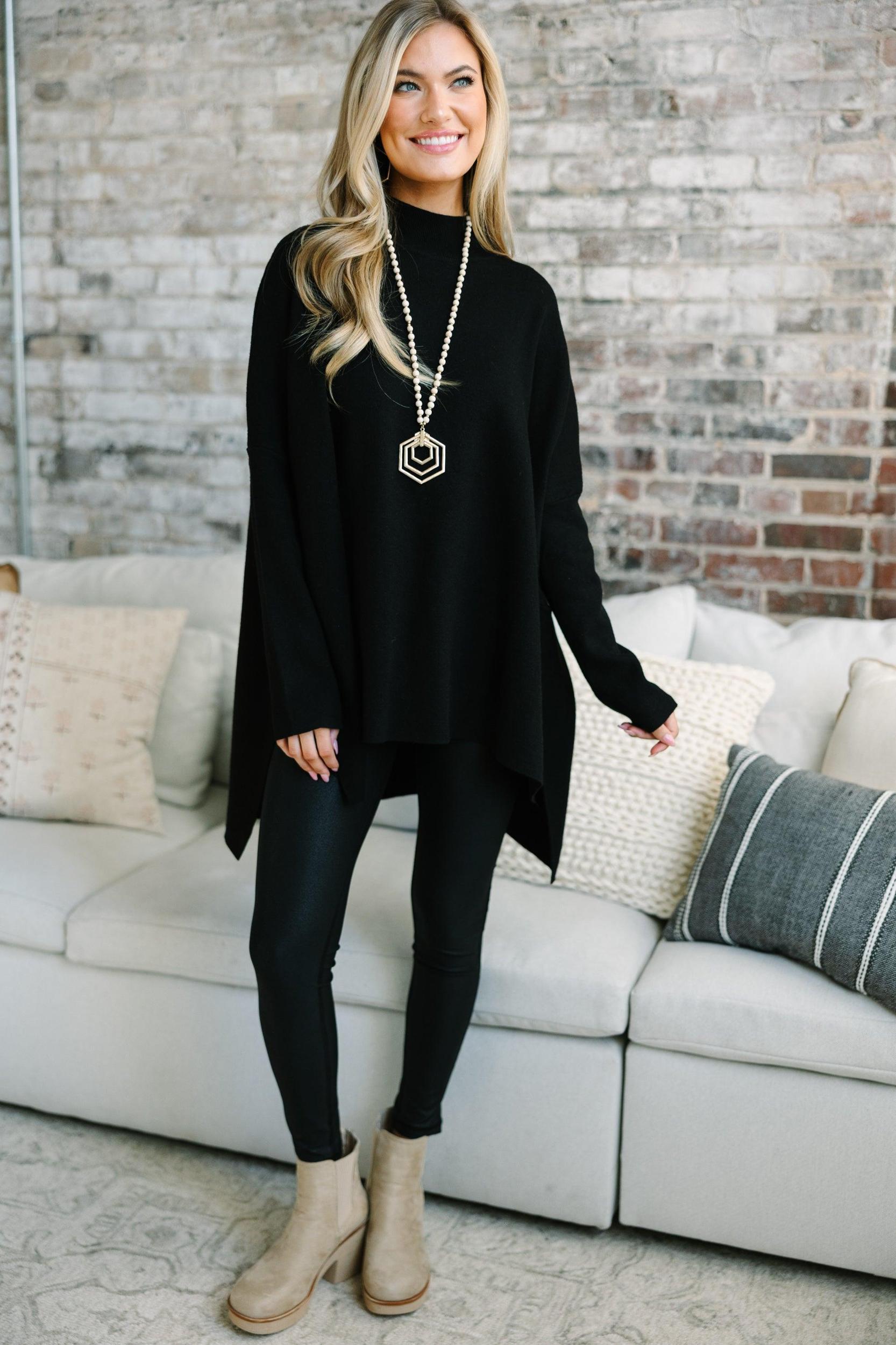 Going With You Black Mock Neck Sweater Female Product Image