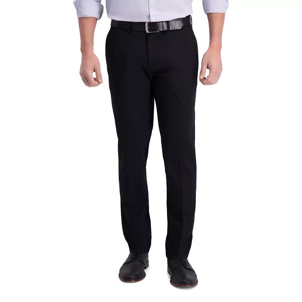 Mens Haggar Iron Free Premium Khaki Slim-Straight Fit Flat Front Perfect Fit Waistband Casual Pant Grey Gray Product Image